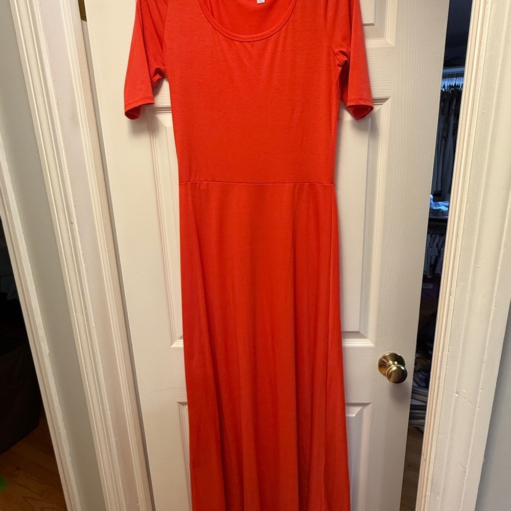 LulaRoe Red Coral Maxi Dress